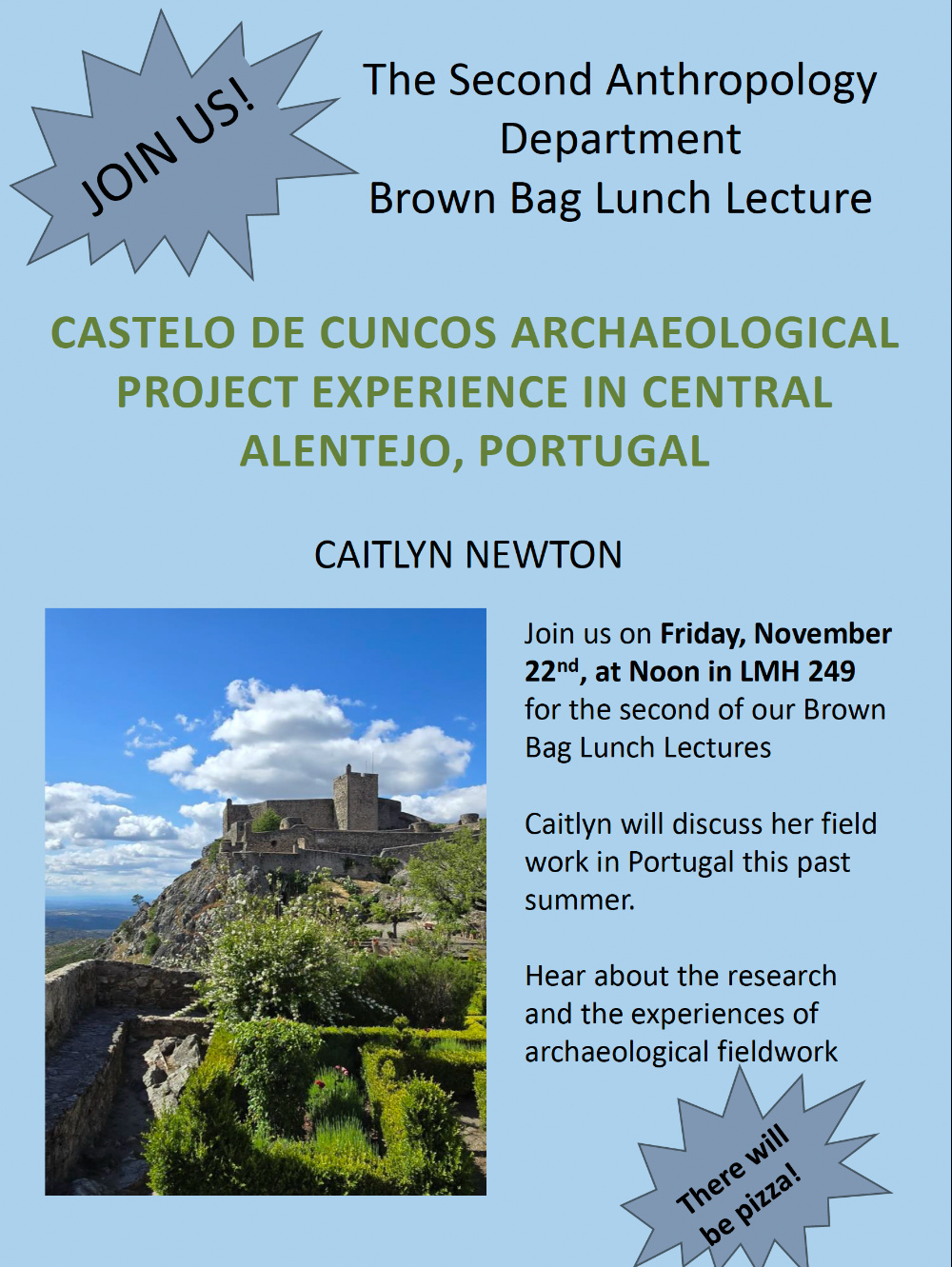 Brown Bag Lecture: Castelo de Cuncos Archaeological Project Experience in Central Alentejo, Portugal